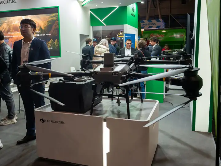 DJI Agras spray drone on display at Agritechnica 2023