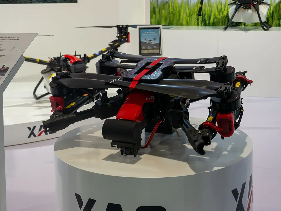 Photo shows an XAG agricultural drone at Agritechnica 2023